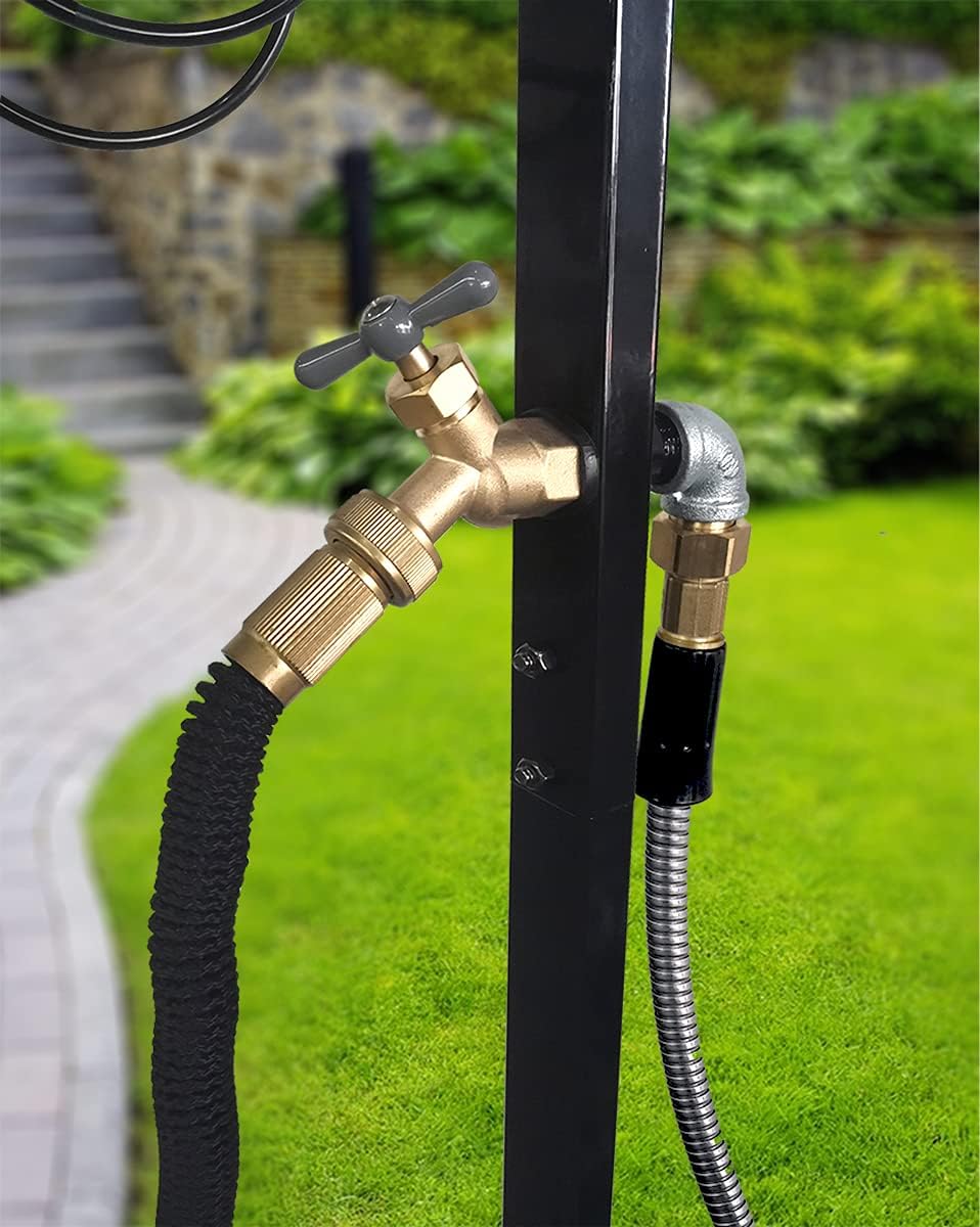 Artigarden Freestanding Garden Hose Holder Hanger, Outdoor Heavy Duty Metal Water Hose Storage Holders Stand Organizer Rack Detachable Stake, Holds 150 Ft of Hoses for Outside Lawn Yard, Black