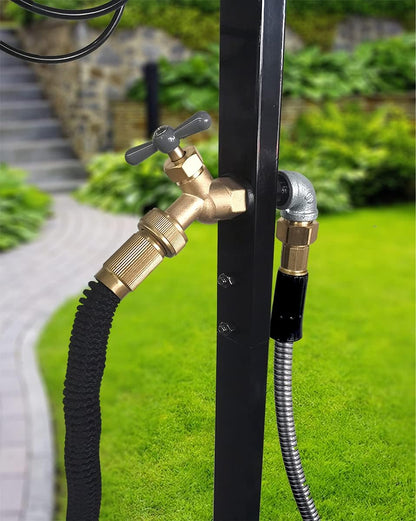 Artigarden Freestanding Garden Hose Holder Hanger, Outdoor Heavy Duty Metal Water Hose Storage Holders Stand Organizer Rack Detachable Stake, Holds 150 Ft of Hoses for Outside Lawn Yard, Black
