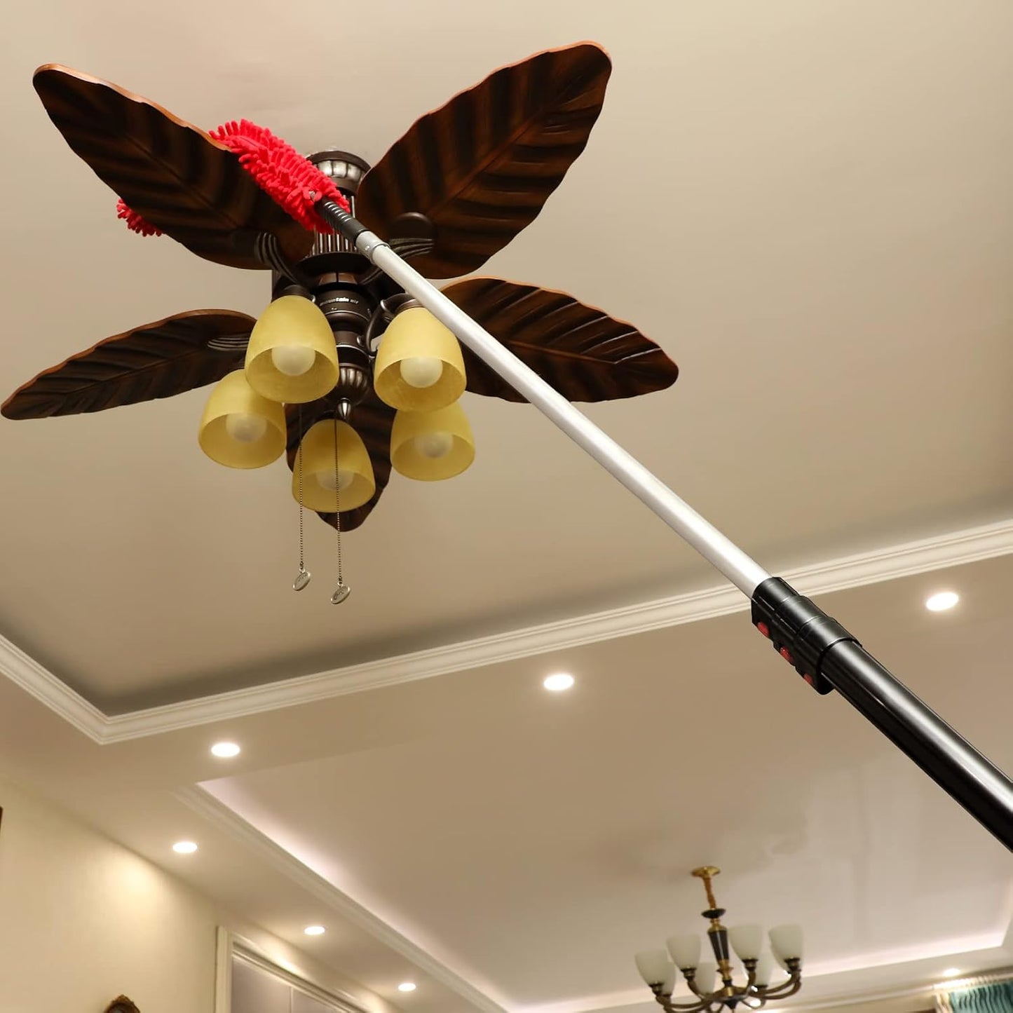 20 Foot High Reach Dusting Kit with 5-12 Foot Extension Pole // High Ceiling Duster with Telescopic Pole // Cobweb Microfiber Duster // Outdoor & Indoor Extendable Duster Cleaning Kit