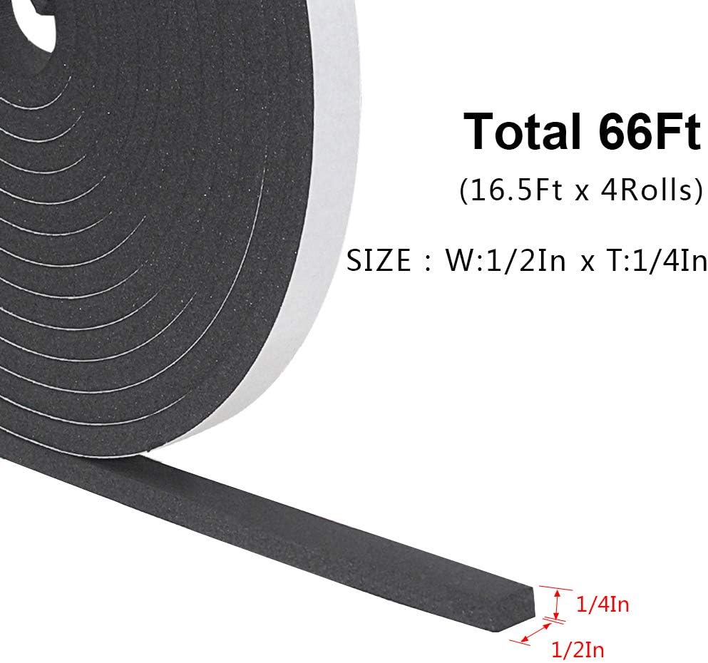 Weather Stripping Door Seal Strip for Doors and Windows, 1In x 1/8In x 33Ft x 2 Roll Foam Insulation Tape Self Adhesive,Sound Proof,Weatherstrip,Pipe Cooling, Air Conditioning Seal Strip - Colors A