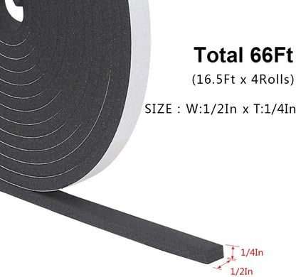Weather Stripping Door Seal Strip for Doors and Windows, 1In x 1/8In x 33Ft x 2 Roll Foam Insulation Tape Self Adhesive,Sound Proof,Weatherstrip,Pipe Cooling, Air Conditioning Seal Strip - Colors A