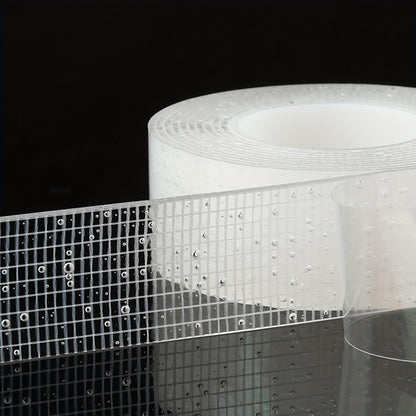 5M Nano Double Sided Tape, Heavy Duty Transparent PET Adhesive, Reusable No Residue Mounting Tape, Strong Grip Adhesive for Home, Office & Car Use (Transparent Tape)