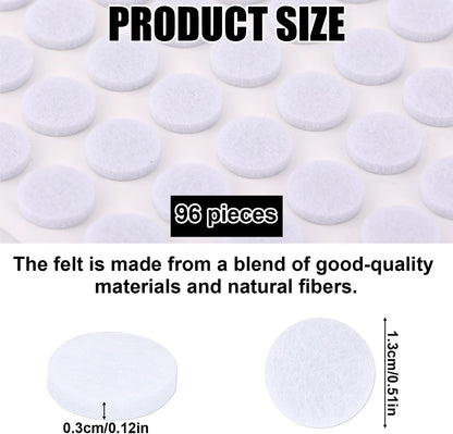 96pcs Felt Pads for Cabinet Door, 1.3cm/1/2in Round Thick Quite Small Cupboard Bumpers Self Adhesive Sticky Felt Dots Furniture Tools for Kitchen Furniture Floor Drawers Table Chair Legs Feet (Black)