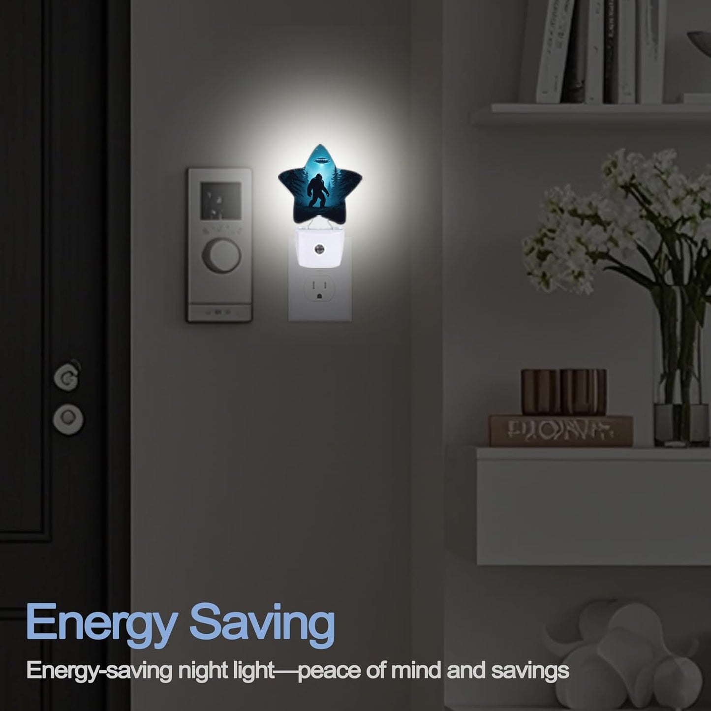 Lavender Butterfly Nightlight,Summer Flowers Star Night Lights Plug into Wall Decorations for Bedroom Bathroom,Dusk to Dawn Sensor Kitchen Hallway Stairs Energy Efficient Desk Lamp