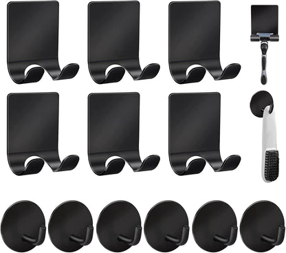 Diesisa Razor Holder for Shower + Adhesive Wall Hooks, Premium 304 Stainless Steel Shower Razor Holder with Heavy Duty Waterproof Sticky Hooks for Hanging Towels, Coat, hat (2+2 Pack)