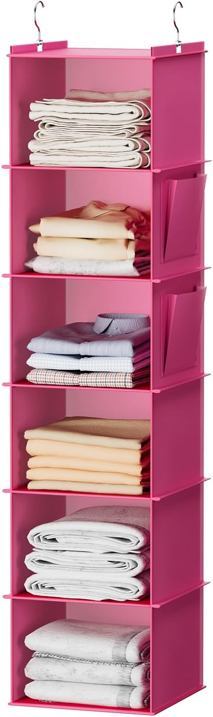 YOUDENOVA Hanging Closet Organizer, 6-Shelf Closet Hanging Storage Shelves, 2 Packs, Grey