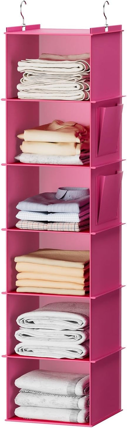 YOUDENOVA Hanging Closet Organizer, 6-Shelf Closet Hanging Storage Shelves, 2 Packs, Grey