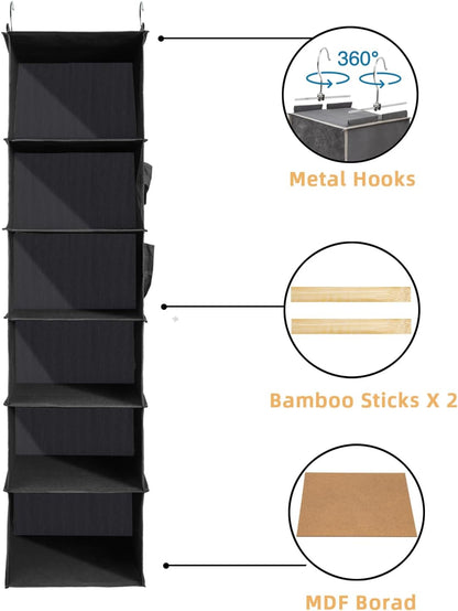 2 Packs Hanging Closet Organizer, 4-Shelf Closet Organizers and Storage with Side Pockets, Collapsible Hanging Shelves for Closet & RV & College Dorm,Beige