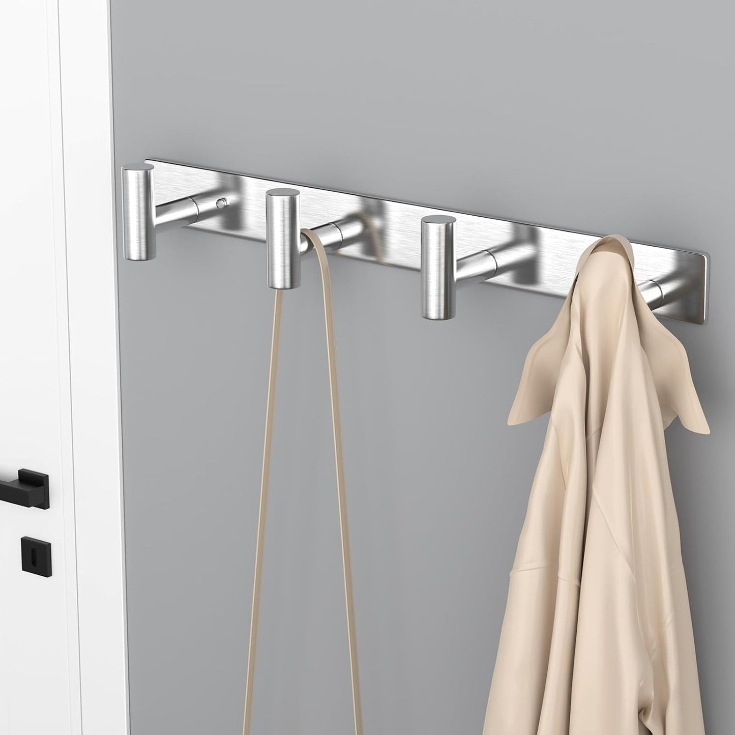 VAEHOLD Black Hat and Coat Wall Mount Rack - 3 Hooks for Robes, Bags, Keys, and Towels - Bathroom Towel Hanger Organizer (1 Pack)
