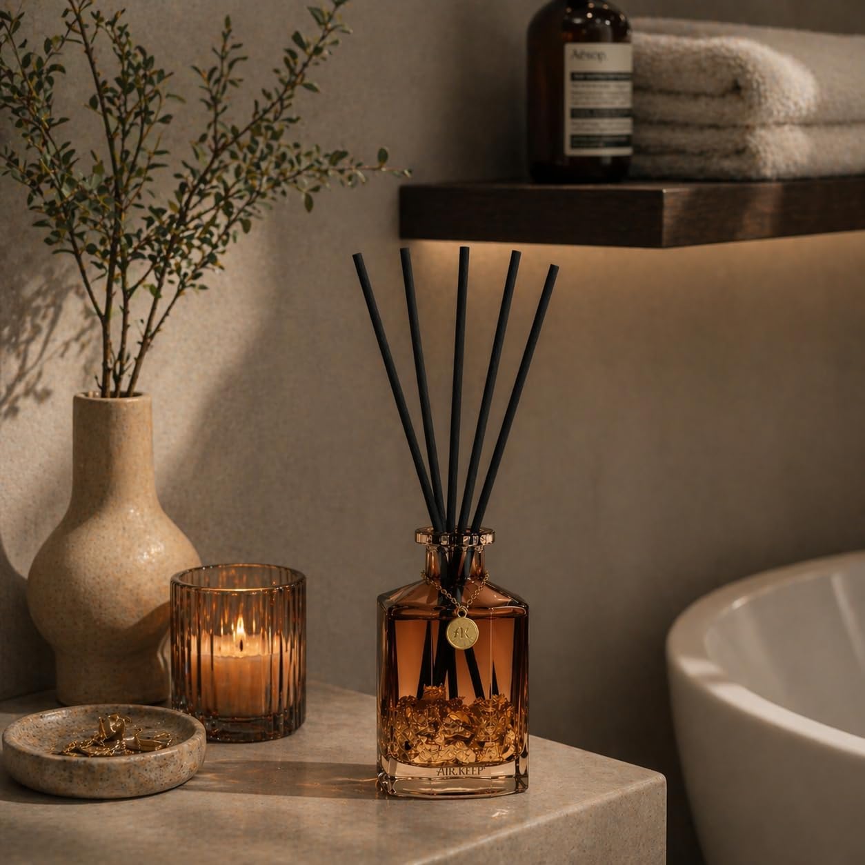 Airkeep Reed Diffuser Set,Black Forest Luxury Scented Diffuser with Sticks Long Lasting Home Fragrance for Bathroom Shelf Decor 6.09 fl oz (180ml)