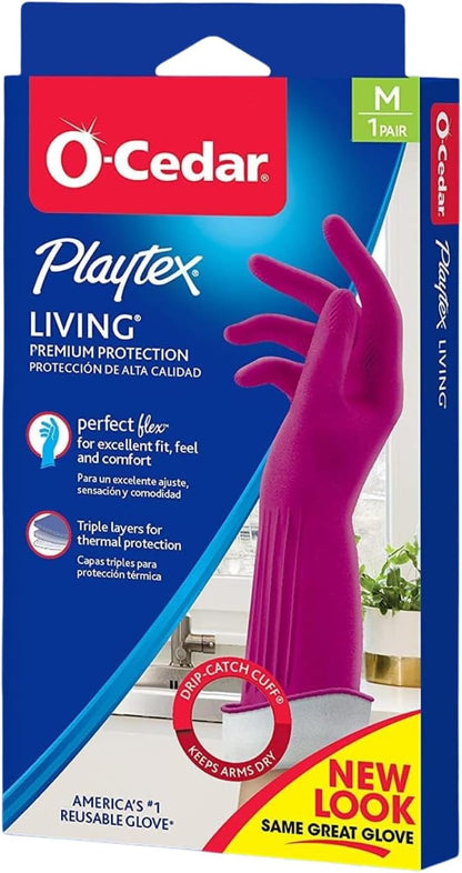 Playtex Living Reuseable Rubber Cleaning Gloves, Premium Protection (Large, Pairs - 2) Color may vary