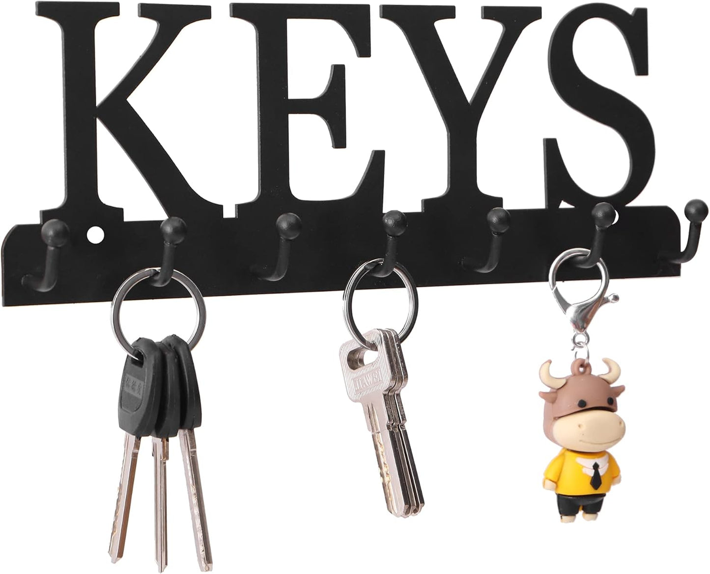 Lixgifts Key Holder Wall Mounted Key Hooks for Wall Decorative with 7 Hooks Black Metal Key Organizer Rack Hanger for Entryway, Front Door, Hallway, Office 10X3.7 inches