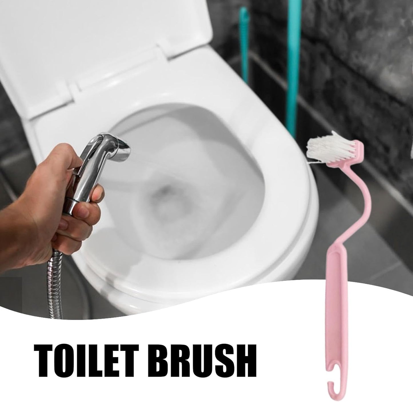 Curved Toilet Brush - Under Rim Toilet Bowl Brush - Toilet Rim Brush | Soft Bristle Toilet Brush S-Shaped | Angled Toilet Corner Scrubber Soft Toilet Rim Cleaner Multi-Functional for Toilets Kitchens