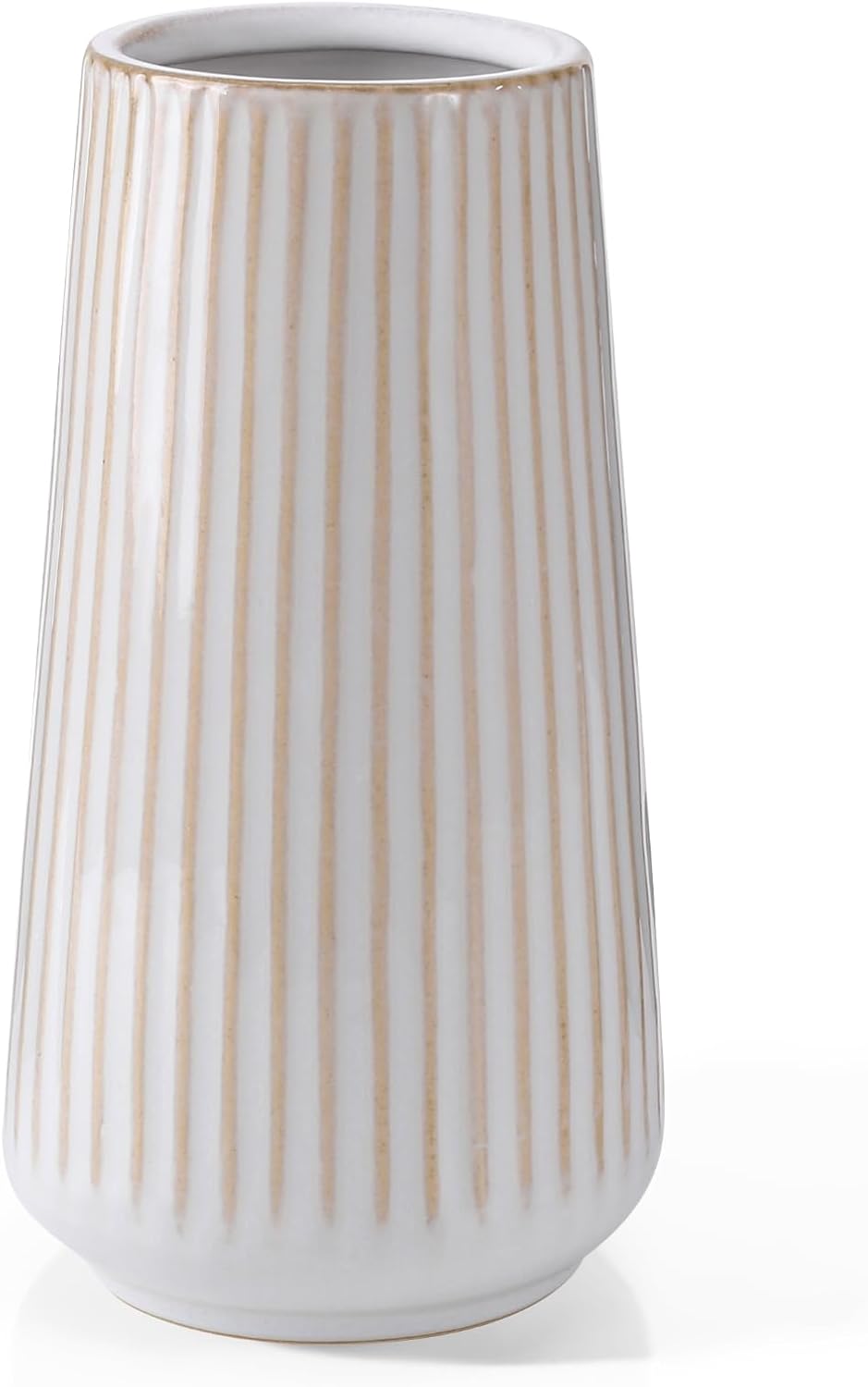 White Ceramic Vase, GUKJOB Small Cute Flower Vase for Pampas Grass, Home, Living Room, Dining Table, Farmhouse, Office Decor, Bedroom, Table, and Kitchen Shelf (White- 2PCS)