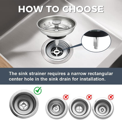 ZM Kitchen Sink Stainless Steel Basket Strainer with Drain Assembly, 3-1/2 Inch Sink Drain Stopper Plug