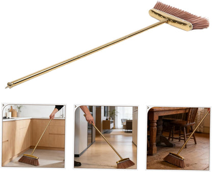 Heavy Duty Stainless Steel Broom with Removable Handle, Thick Bristle Hand Sweeper for Indoor and Outdoor Leaf Cleaning, Weather-Resistant Floor Broom for Home and Patio Use