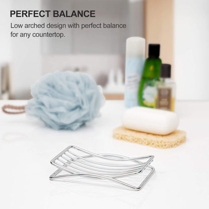 Soap Dish, Stainless Steel Bar Soap Holder for Shower, Self Draining Stand Soap Saver for Bathroom, Kicthen Sink and Countertop, Chrome 1-Pack