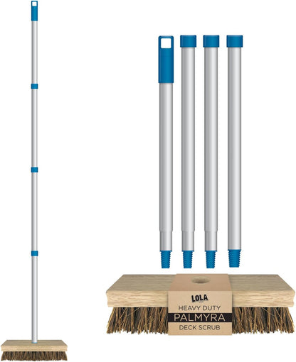 LOLA Deck Scrub Brush Outdoor Broom, Durable Bristles Remove Dirt, Grime, Grout, Leaves, Snow on Patios, Decks, Wet or Dry