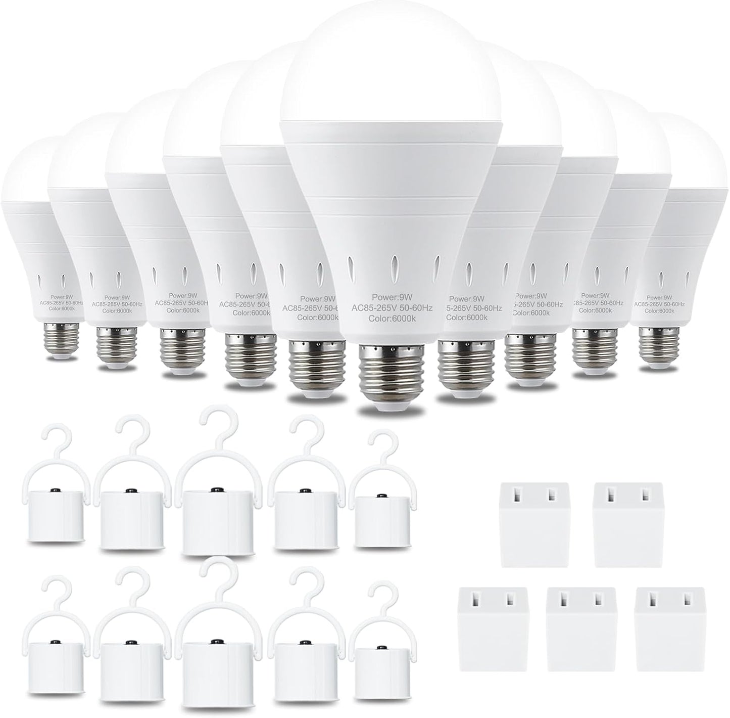 DEBAOBULB 4 Pack Rechargeable Emergency Light Bulbs, Battery Powered LED Light Bulb 6000K Daylight E26 120 Volt 9W 60W Equivalent with 1200mAh for Home Power Outage Camping Hurricane