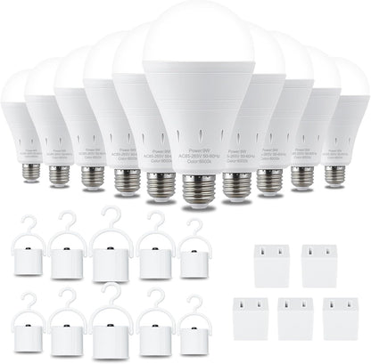 DEBAOBULB 4 Pack Rechargeable Emergency Light Bulbs, Battery Powered LED Light Bulb 6000K Daylight E26 120 Volt 9W 60W Equivalent with 1200mAh for Home Power Outage Camping Hurricane
