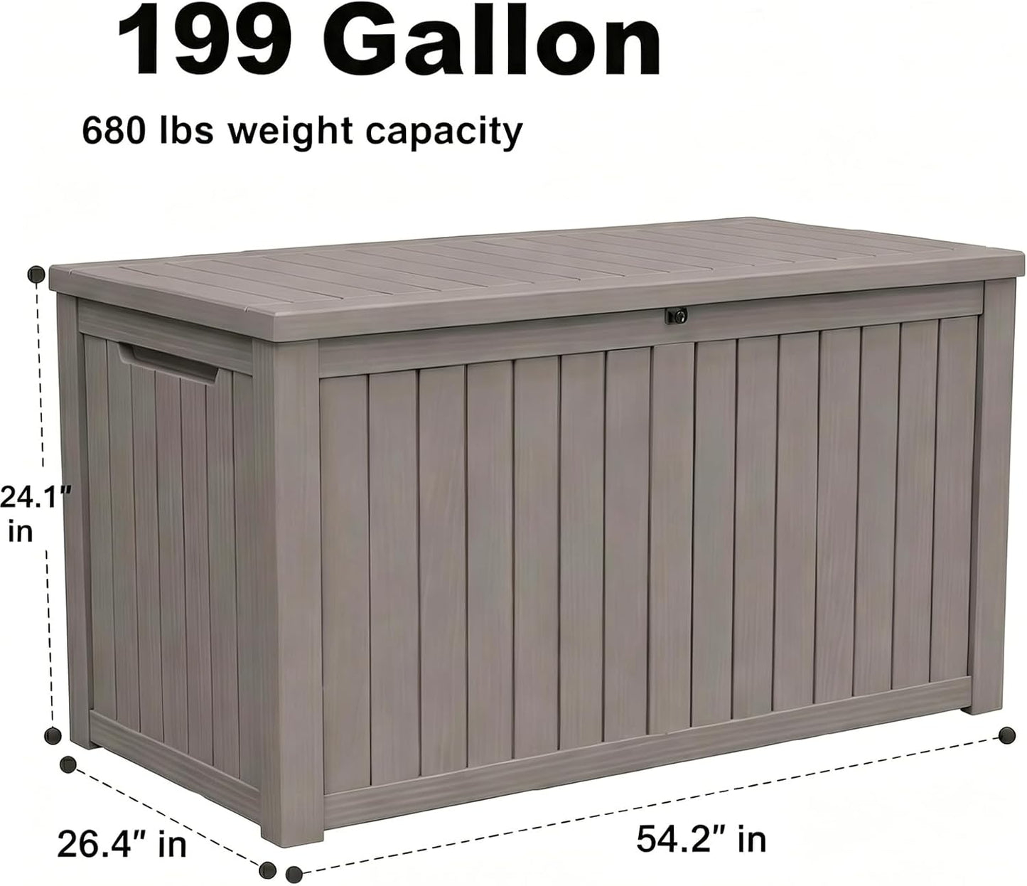 MAKINO 152 Gallon Resin Outdoor Storage Box, Waterproof Deck Box with Lockable Lid, Outside Storage Box for Patio Furniture, Pool Accessories, Garden Tools, Storage Bench for Backyard, Porch, Black