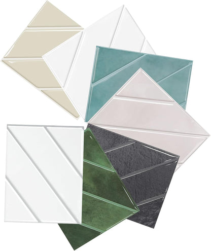 STICKGOO 10 Sheets Thicker Herringbone Peel and Stick Backsplash, 12.6”×9.7” Stick on Wall Tiles, Self Adhesive Tile Sticker for Kitchen Backsplash and Bathroom, White with Grey Grout