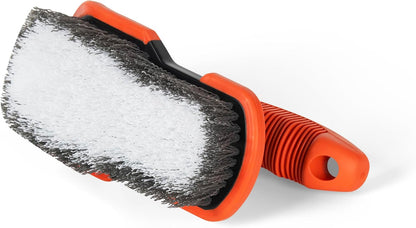 DecorRack 2 Pack Cleaning Brush, Heavy-Duty Scrub Brush with Ergonomic Handle for Floors, Tiles, Bathtubs, Grout, Decks, and Outdoor Surfaces (Orange, 2 Pack)