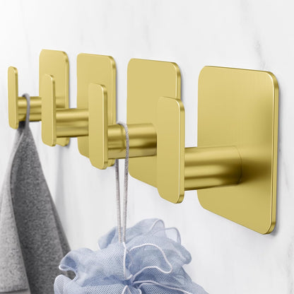 Aikzik Black Hooks for Hanging Heavy Duty, Adhesive Hooks for Shower, Bathroom, Kitchen, Robe, Towel, Coat, Waterproof & Rustproof Hook for Walls No Damage, Sticky Wall Towel Hooks - 4 Pack