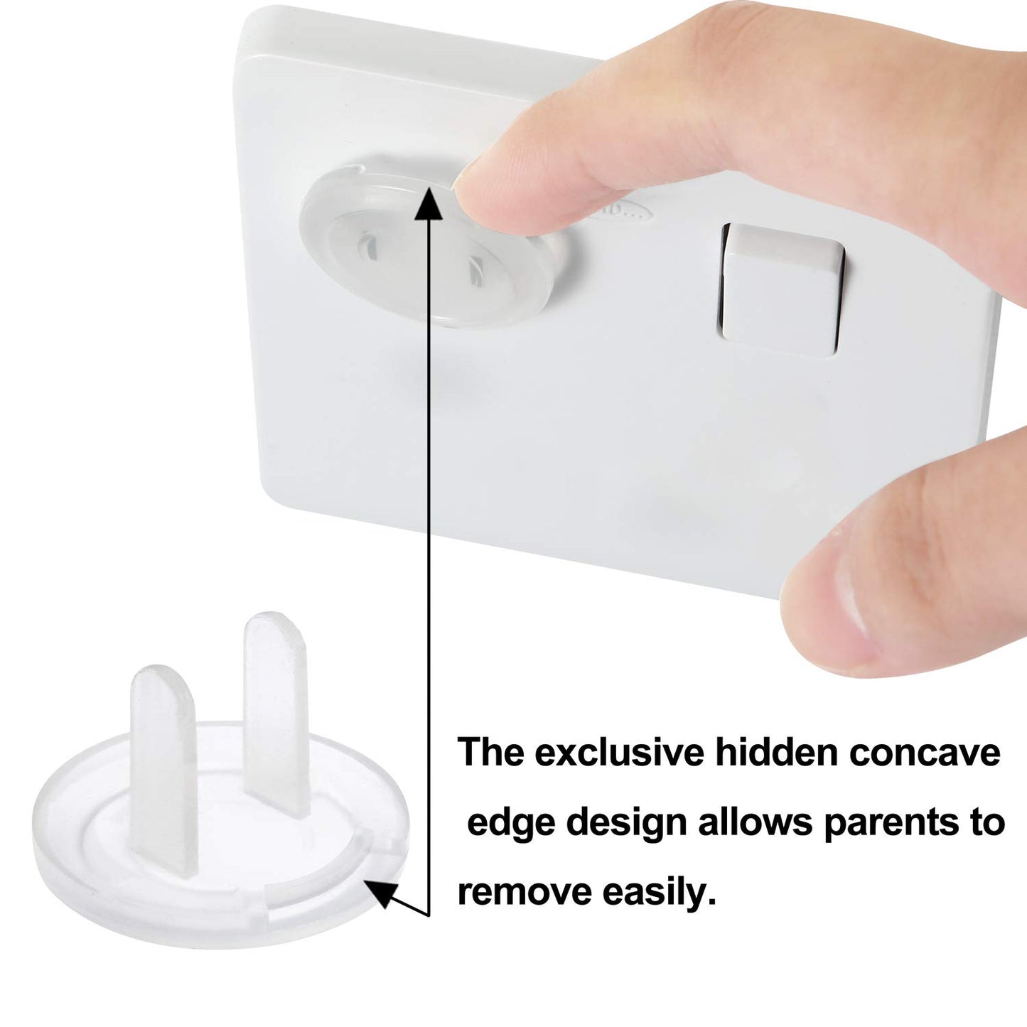 PandaEar Outlet Plug Covers(52 Pack) Clear Child Proof Electrical Protector Safety Caps with Adult Easy Release Concave Design