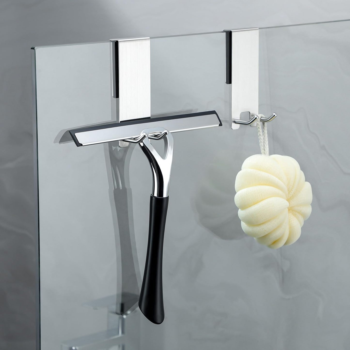 Taozun Shower Door Hooks, Gold Towel Hooks for Bathroom Frameless Glass Door, Shower Squeegee Hooks, 2-Pack, Stainless Steel