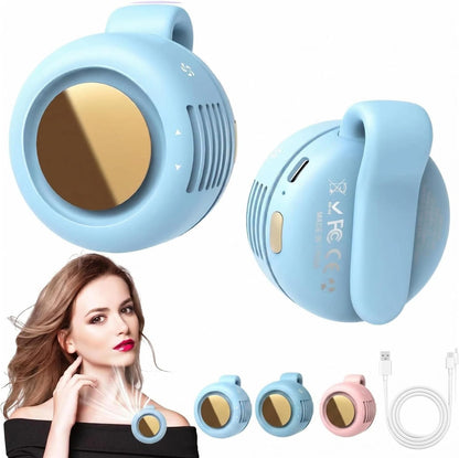 Portable Silent Mini Bladeless Fan Clip On, Small Fan Clip on for Shirt & Waist, Adjustable 3-Speed Suspended Whirlwind Fans, For Outdoor & Travel & Office, Travel Accessories, Gift (Black)