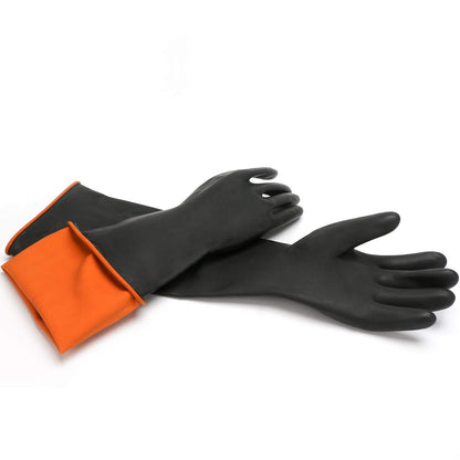 Black Rubber Gloves Extra Large, 22" Long Chemical Resistant Gloves, Waterproof Reusable Dishwashing Household Cleaning Safety Work Heavy Duty Industrial Rubber Glove, 1 Pair XXL