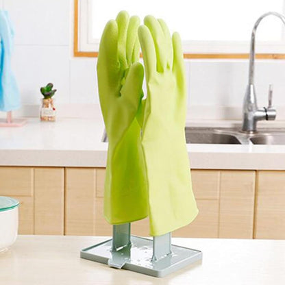 Rubber Glove Holder Glove Holder 2 Sets Plastic Drying Rack with Towel Storage Hole, Drain Outlet and Detachable Base for Kitchen Countertop or Sink