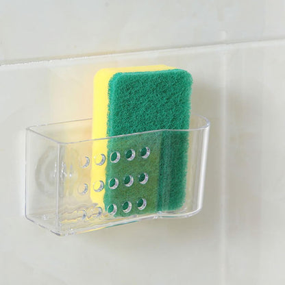 2 Pcs Wall-Mounted Kitchen Sponge Holder with Draining Shelf, Single-Layer Household Drying Rack for Scouring Pads and Cleaning Cloths, No Drilling Installation, Space-Saving Sink