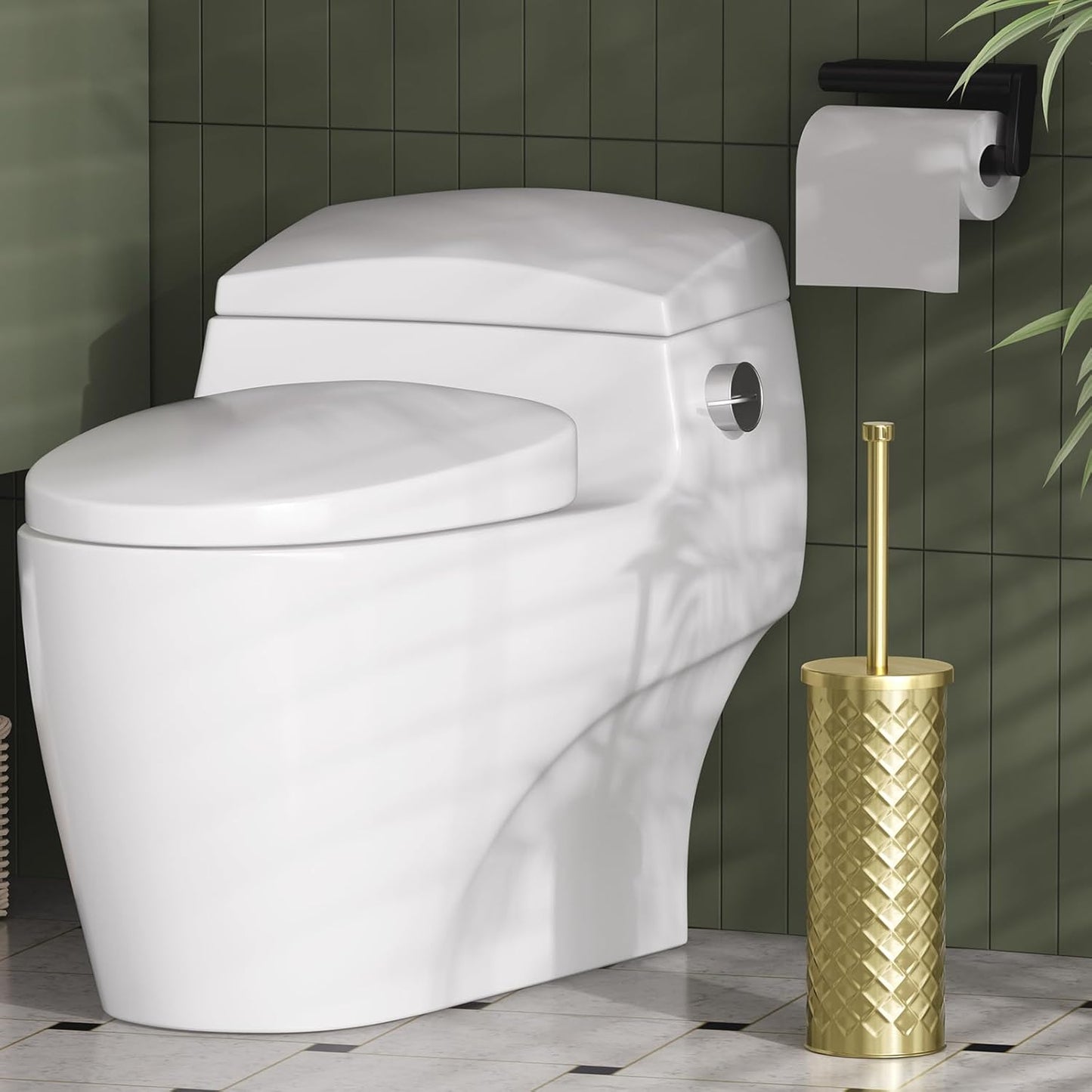 Toilet Bowl Brush and Holder Set 2 Pack with 4 Extra Brush Heads | Extra Long Handle with Splash Guard Cover, Tool-Free Installation, Bathroom Space-Saving, Cleaner Sets for Apartments, RV (White)
