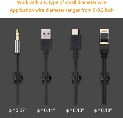 50PCS Self with 3M Adhesive Cable Clips Management Strong Wire Holders Cord Organizer Cable Clamp Sticky Desk Management for Office Home Car Tables PC Laptop TV Walls, Black