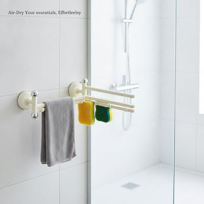 Rotating Suction Cup Dishcloth Rack, Wall-Mounted Sponge Holder for Kitchen Sink & Shower, Drill-Free PET Plastic Organizer (Yellow)