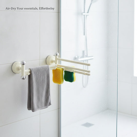 Rotating Suction Cup Dishcloth Rack, Wall-Mounted Sponge Holder for Kitchen Sink & Shower, Drill-Free PET Plastic Organizer (Yellow)