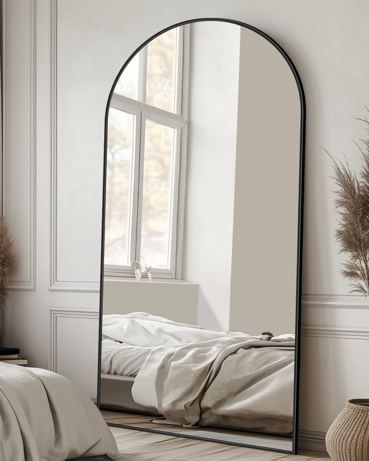 Full Length Mirror with Stand, 71"x28" Arched Full Body Large Stand Up Aluminum Frame Floor Standing Mirror, Freestanding Hanging Leaning Mounted for Bedroom Living Room Entryway Gold