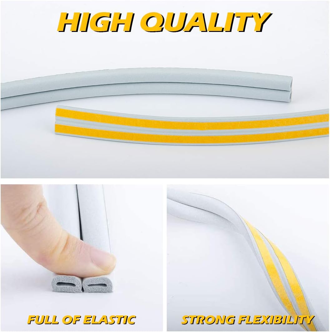 CloudBuyer Door Weather Stripping, Soundproof Insulation Seal Strip for Windows with Self-Adhesive Protection (White, 33Ft)