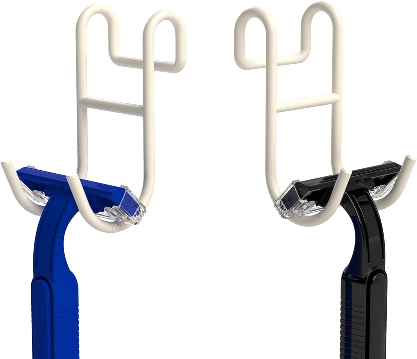 White Shower Caddy - 2 Pack Open Shelf Hooks for Loofah, Razor and More