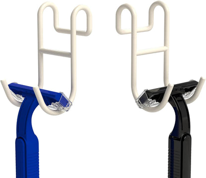 White Shower Caddy - 2 Pack Open Shelf Hooks for Loofah, Razor and More