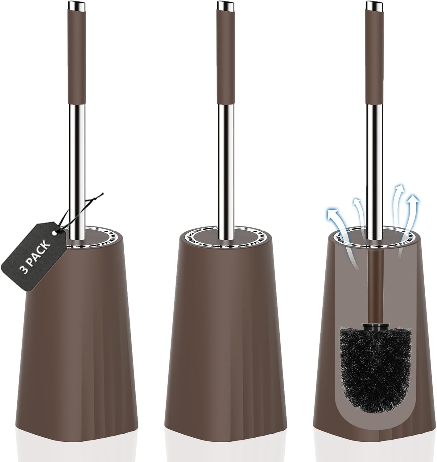 SetSail Toilet Brush, Compact Size Toilet Bowl Brush and Holder Toilet Brushes for Bathroom with Stainless Steel Handle Toilet Cleaner Brush with Durable Scrubbing Bristles, Splash-Proof