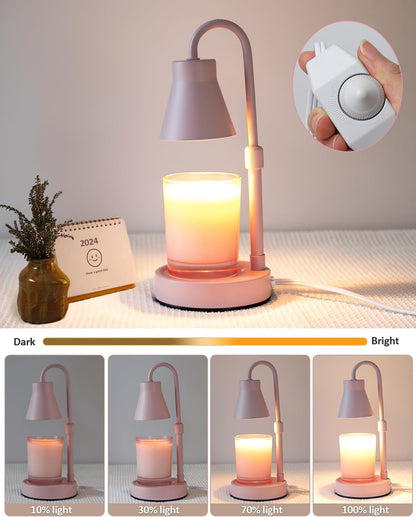 Elenhome Candle Warmer Lamp with Adjustable Height, Stepless Dimming Function-Home Decor Lamp, Metal Candle Lamp for Jar Candles, No Flame Scented Candle Warmer with 2 Bulbs (Black)