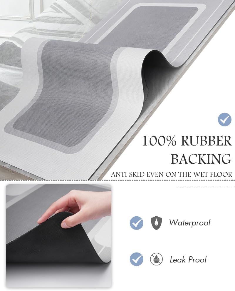 MontVoo-Bath Mat-Bathroom Mat Rug Non Slip Super Absorbent Stain Resistant Quick Dry Thin Bath Rug-Bath Mats for Bathroom Floor Bathtub Vanity-Bathmat Bath Rug Easy Care-17"x27" Grey