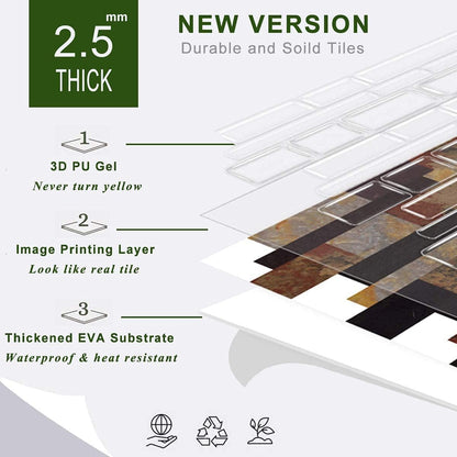 STICKGOO Thicker Design Peel and Stick, Self Adhesive Stick On Tile Backsplash for Kitchen and Bathroom, Beige & White, 12”×12”, 10 Sheets
