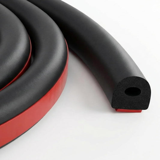 Pangda 13ft Foam Rubber D Shape Seal Strip 1" W x 0.5" H Self Adhesive EPDM Rubber Weather Stripping RV Slide Out Seal Heavy Duty Automotive Weather Stripping for Car Truck RV Boat Home