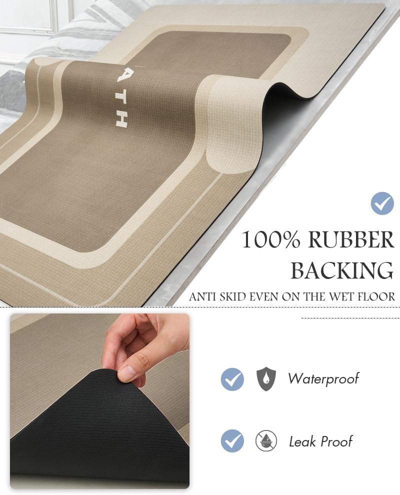 MontVoo-Bath Mat-Bathroom Mat Rug Non Slip Super Absorbent Stain Resistant Quick Dry Thin Bath Rug-Bath Mats for Bathroom Floor Bathtub Vanity-Bathmat Bath Rug Easy Care-17"x27" Grey