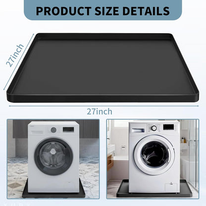 Large washing machine Drain Pan Silicone Mat, 27×27inch with 0.78" Raised Edges Foldable Washing Machine Pan Silicone Mat, Multi-function Waterproof Non Slip Washer Drip Tray for Floor Protection