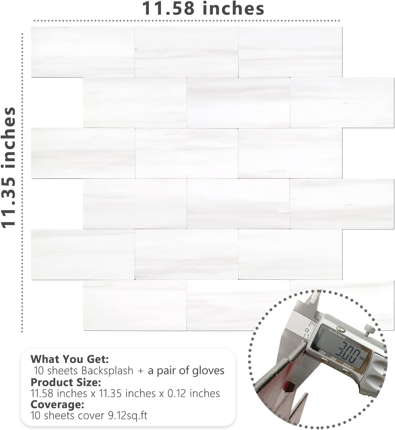 STICKGOO 10-Sheet Subway Tile Peel and Stick Backsplash, Seamless Design Polished Eurasia Beige Kitchen Backsplash Wall Tiles, Glossy Surface Waterproof Stick on Tile for Bathroom, RV, Fireplace
